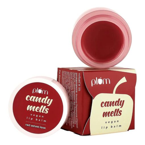 Plum Red Velvet Lip Balm With Carrot Seed Oil, Cocoa & Shea Butter, Natural UV Protection, Intense Moisturization & Nourishment, Vegan Balm for Dry, Cracked & Chapped Lips, 100 % Cruelty Free, 0.42 OZ