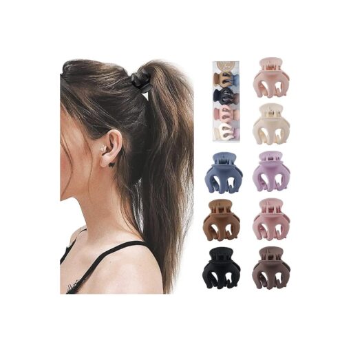 FRDTLUTHW Hair Clips 1.37 Inch Colored Small Hair Claw Clips for High Ponytail ( pack of 8 )