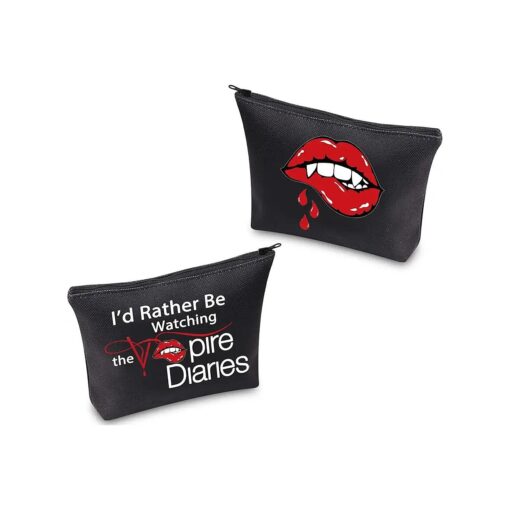 TSOTMO TV Show Inspired Gift I 'd Rather Be Watching TV Show Makeup Bag Vampire Fandom Gift ( Vamp Bag )