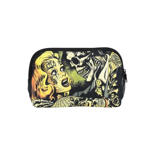 Horror B Movie Cartoon Art Travel Pouch Cosmetic Bag by Liquorbrand