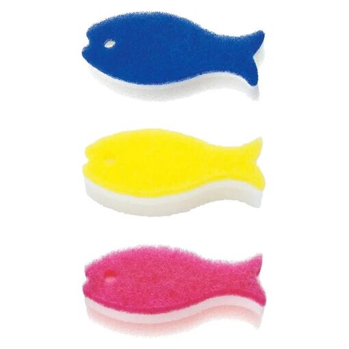 Marna Fishy Sponge Set of 3 de-pupinku * buru- * raitoiero-