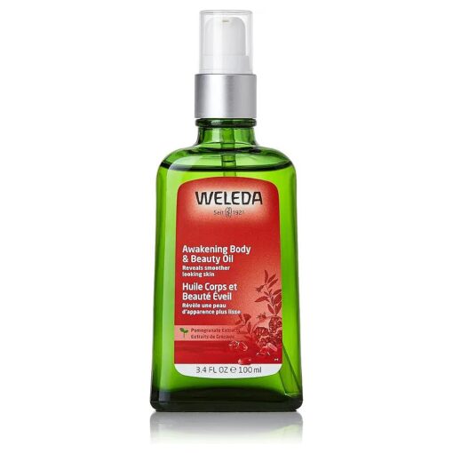 Weleda Awakening Pomegranate Body and Beauty Oil, 3.4 Fluid Ounce, Plant Rich Body and Beauty Oil with Pomegranate Seed, Jojoba and Sesame Oils