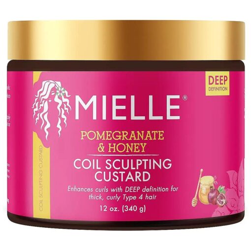 Mielle Organics Pomegranate & Honey Sculpting Custard, Natural Styling Cream Plus Moisture, For Curl, Wave, & Coil Definition for Natural or Relaxed Type 4 Hair, 12-Fluid Ounces