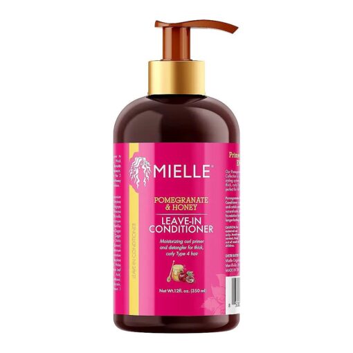 Mielle Organics Pomegranate & Honey Leave-In Conditioner, Moisturizing Curl Primer and Detangler, Repair Damage and Prevent Frizz, Treatment For Thick Curly Hair Type 4 Hair, 12-Fluid Ounces