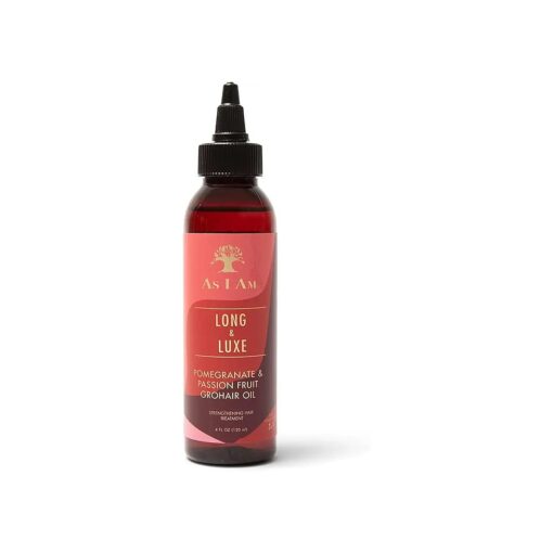 As I Am Long and Luxe GroHair Oil - 4 ounce - Rejuvenate the scalp - Promote hair retention - Enriched with Pomegranate and Passion Fruit, Beta-Sitosterol & JBCO