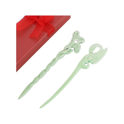 kilofly 2pc Chinese Style Women Girls Porcelain Accessories Hair Pin Sticks Set