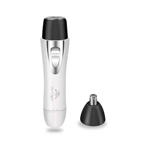 Rechargeable Facial Hair Removal for Women - Painless Nose Ear Eyebrows Trimmer Remover ( White 2 in 1 )