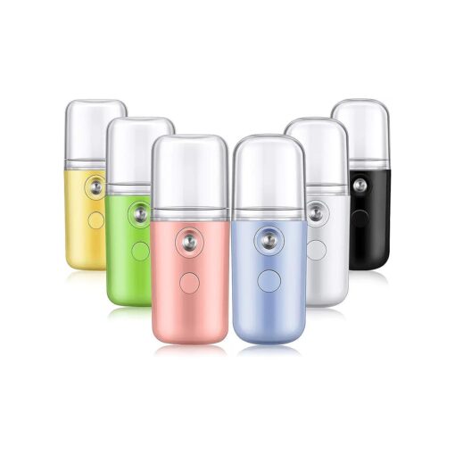 6 Pieces Nano Mist Sprayer Nano Mist Facial Sprayer Sanitizer USB Handy Skin Care Machine Automatic Face Steamer Moisturising Rechargeable for Daily Makeup, 6 Colors