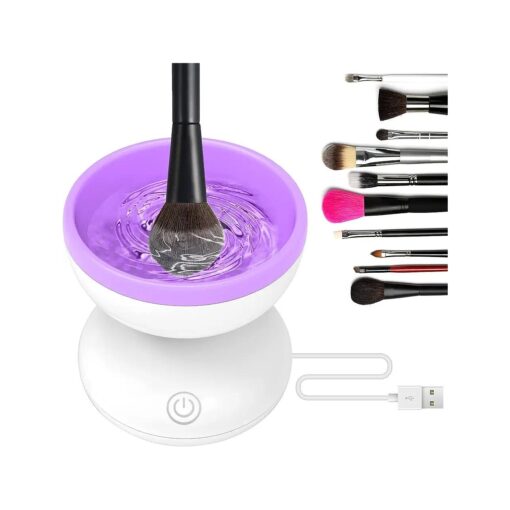 Purple Electric Makeup Brush Cleaner Machine, Windspeed Silicone Brush Cleaner Machine Beauty Blender Cleanser For Beauty Makeup Brushes, Christmas Halloween Gifts for Your Girls