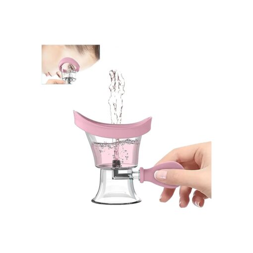 Eye Wash Cup Portable Eye Cleaner Kit Silicone Manual Air Pressure Eye Flush Rinse Cups with Storage Container Eye Washer Bath Kit Cleaning Makeup Dust Irritants Soothing Eyes ( Light Pink )