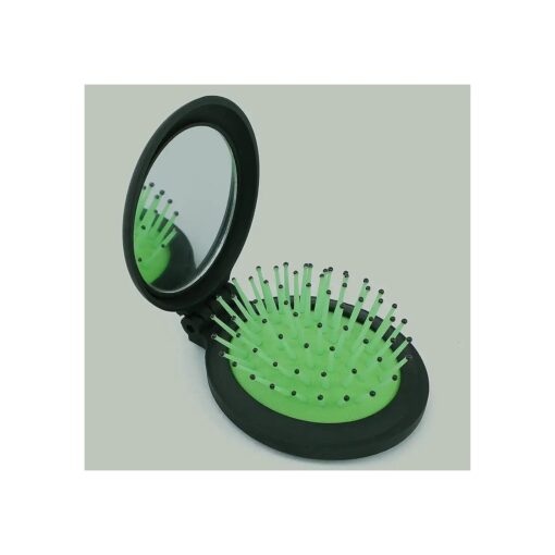 Abellee Travel Hair Brush, Travel Brush Mini Hair Brushes for Women, Small Hair Brush Folding Travel Comb Mirror Hairbrush for Women for Purse for Girls ( green )