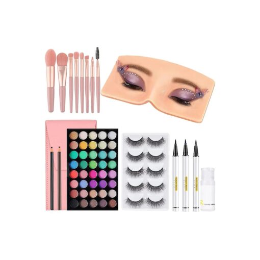 Makeup Practice Face Board, 3D Reusable Makeup Mannequin Face Eyeshadow Mannequin, Make up Practice Face with Makeup Kit for Professional Makeup Artists Students and Beginners to Practice Eyes Makeup