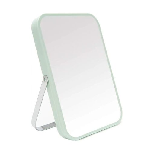 YEAKE Table Desk Vanity Makeup Mirror,8-Inch Portable Folding Mirror with Metal Stand 90degAdjustable Rotation Tavel Make Up Mirror Hanging Bathroom for Shower Shaving ( Green )