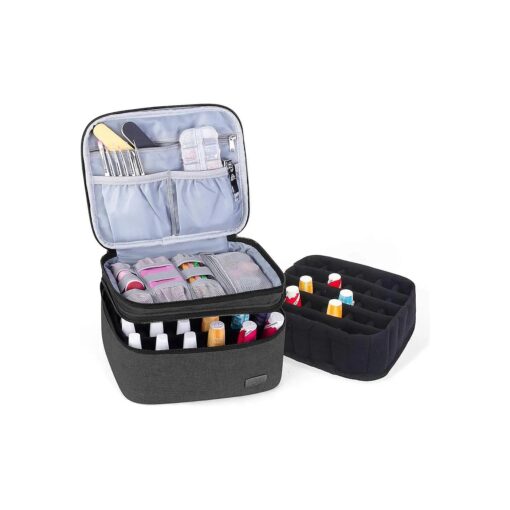 LUXJA Nail Polish Carrying Case - Holds 20 Bottles ( 15ml - 0.5 fl.oz ), Portable Organizer Bag for Nail Polish and Manicure Set, Black