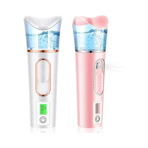 2 Pieces Handy Nano Mist Sprayer with Skin Analyzer Moisture Tester Portable Nano Facial Mister Face Steamer Atomization Mini Eyelash Extensions USB Rechargeable Moisturizing & Hydration for Skin Care