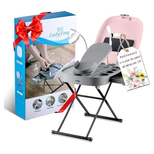 Pedicure Foot Rest with LED Magnifier & Drying Fan The Perfect Funny Retirement Gift for Woman The Pedicure Stool for Easy at-Home Pedicures Adjustable Pedicure Tools for Feet