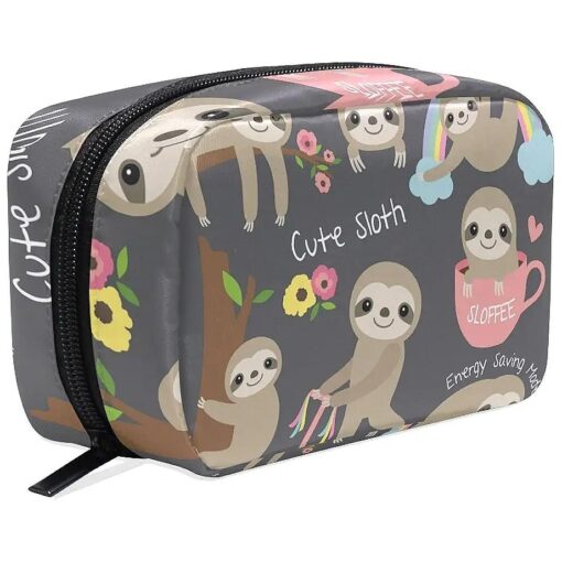 Makeup Bag Portable Travel Cosmetic Train Case Cute Sloth Toiletry Bag Organizer Accessories Case Tools Case for Beauty Women