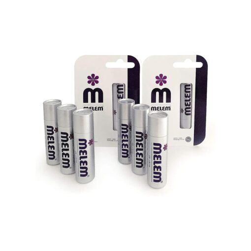 Six Melem Lip Balm Sticks with Lanolin, Relieves Dry, Chapped and Cracked Lips, Value Pack, each stick is .16 ounces