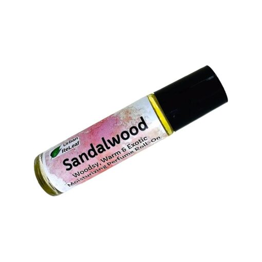 Urban ReLeaf Sandalwood Perfume Oil Roll-On, Woodsy, Warm & Exotic, Deep & Rich, with Floral, Fruit & Vanilla, Long Lasting Fragrance Oil, Moisturizing Jojoba & Alcohol-Free, Made in the USA, Fits in your purse or pocket !