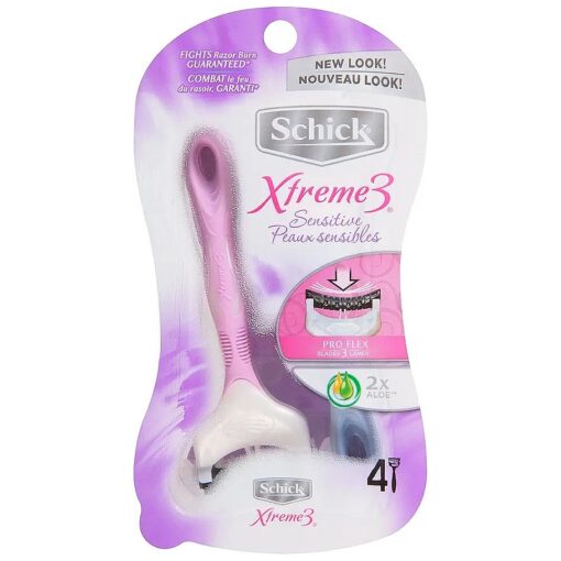 Schick Xtreme 3 Sensitive Skin Disposable Razors for Women, 4 Count ( Pack of 2 )