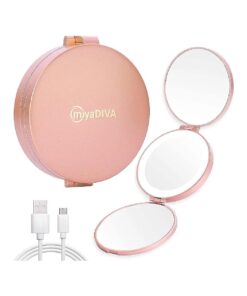 Magnifying Mirror with Light,1x/5X/25x Magnifying Travel Mirror,4 Inch Compact Mirror, Vanity Mirror with Light, Portable Makeup Mirror for Easy Use, Gift for Your Loved Ones