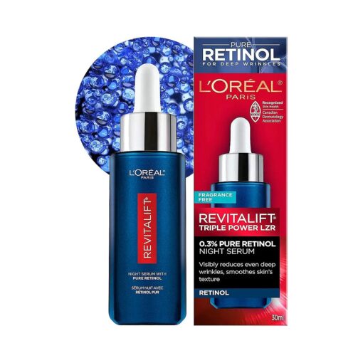 L'Oreal Paris Revitalift Triple Power LZR Retinol Night Serum For Face, With 0.3 % Pure Retinol, Moisturizes Skin and Eliminates Deep Wrinkles, For All Skin Types, 30ml