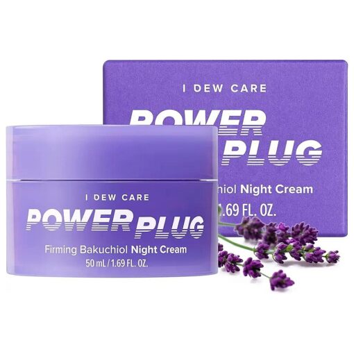 I DEW CARE Night Cream - Power Plug | Rich Moisturizer with Bakuchiol and Collagen, Clinically Tested, 1.69 Fl Oz