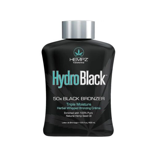 HEMPZ Hydroblack 50X Black Bronzer - Herbal Moisturizing Self Tanning Lotion for Tanning Beds, Beach, Sun 13.5 Fl OZ