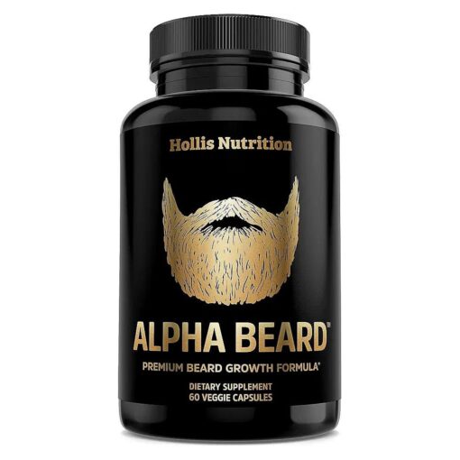 ALPHA BEARD Growth Vitamins | Biotin 10K MCG, Collagen, Keratin, OptiMSM ( r ), goMCT ( r ), BioPerine ( r ) | Beard and Hair Growth Supplement for Men | Regrow Stronger, Thicker, Healthier Facial Hair