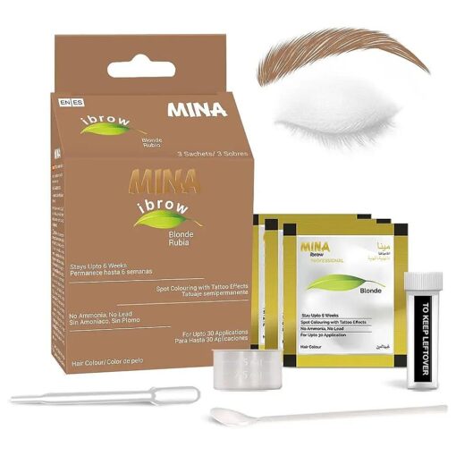 MinaiBrow Tint Kit Blonde | Natural Spot Coloring Brow Tinting Powder, Water & Smudge Proof Tint | Instant Brow Dye Kit, 100 % Gray Converge