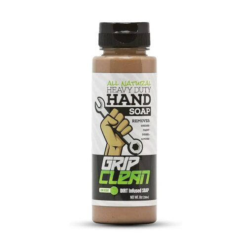 Grip Clean - Degreaser Hand Cleaner for Auto Mechanics - Dirt-Infused Liquid Hand Soap Absorbs Grease, Oil, & Odors, Natural Heavy Duty Pumice Soap with Moisturizing Ingredients, Lime Scented