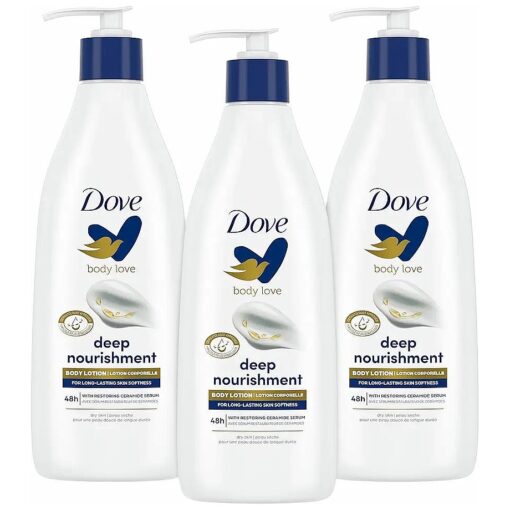 Dove Body Love Moisturizing Body Lotion Intense Care Pack of 3 for Rough or Dry Skin Softens and Smoothes 13.5oz