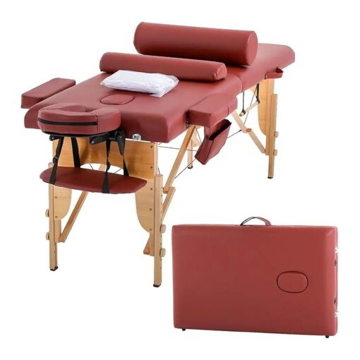 Massage Table Massage Bed Spa Bed 73 Inches Height Adjustable Cradle Portable Massage Salon Table W/Sheet Bolster Hanger Facial 2 Folding Salon Tattoo Bed