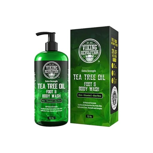 Viking Revolution Tea Tree Body Wash Soap for Men - Helps Athlete 's Foot, Jock Itch, Eczema & Body Odors - Extra Strength Tea Tree Oil Men 's Body and Foot Wash