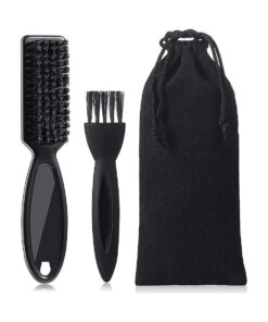 2 Pieces Hairdressing Barber Clipper Brush Tools Set, Include Clipper Blade Cleaning Brush Nylon Brush and Shaver Razor Trimmer Cleaning Brush with Drawstring Storage Pouch