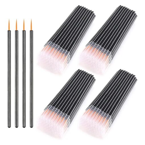 Akstore Disposable Eyeline Mascara Brushes Eyelash Brush Wands Applicator Makeup Brush Tool Kits ( Black-Yellow 200PCS )