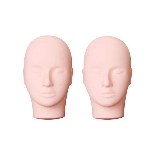 Pro Training Mannequin Flat Head Practice Make Up Eye Lashes Eyelash Extensions, Practice Training Head Manikin Cosmetology Mannequin Doll Face Head-2 Pack