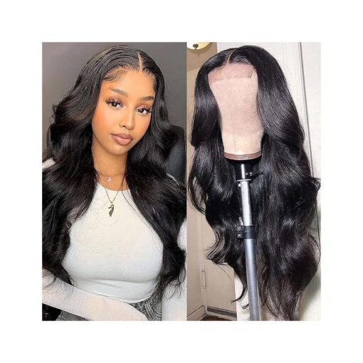 Body Wave Lace Front Wigs Human Hair Pre Plucked for Black Women 4x4 Lace Closure Wigs Human Hair 180 % Density Brazilian Glueless Wigs Human Hair 18 Inch