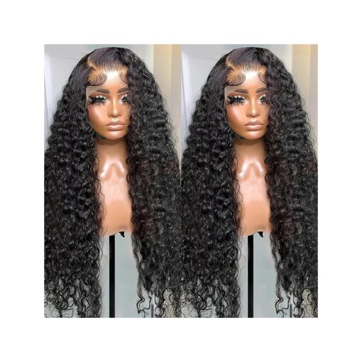 PLADIO 13x4 Curly Lace Front Wigs Human Hair Pre Plucked 180 Density HD Transparent Lace Frontal Deep Wave Wigs for Women Glueless Wigs Human Hair Pre Plucked with Natural Baby Hair ( 24" 13x4curly )