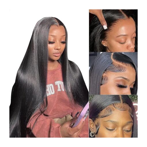 Lace Front Wigs Human Hair Straight 13x4 HD Transparent Lace Frontal Human Hair Wigs Pre Plucked with Baby Hair 180 % Density ( 22inch )