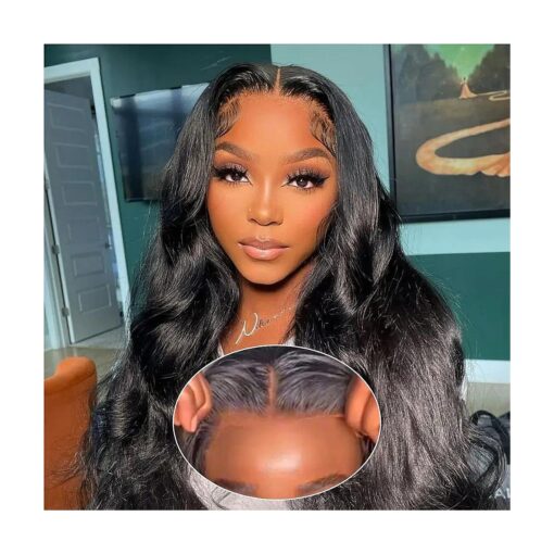 Wear and Go Glueless Wig Body Wave Human Hair Wigs 4x4 HD Lace Front Wigs Human Hair Gluess wigs for Beginners Glueless Wigs Pre Plucked with Baby Hair Natual Color 24inch