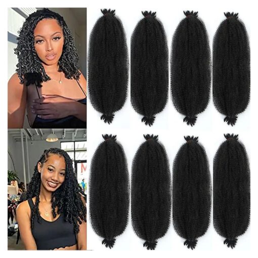 Pre-Separated Springy Afro Twist Hair 24inch 8 Packs Springy Afro Twist Hair Crochet Braiding Hair Synthetic Marley Twist Braids Hair Extensions for Black Women