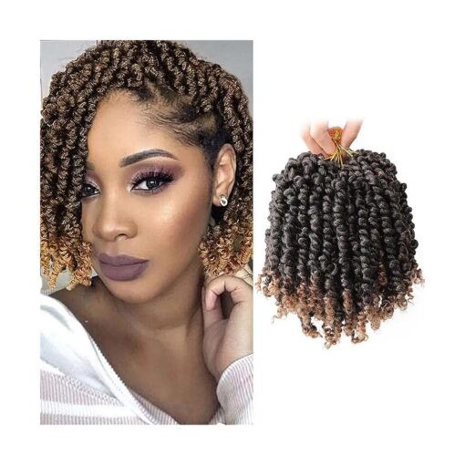 VIOLET Pre-twisted Passion Twist Crochet Hair 6 Inch 9 Packs Passion Twist Hair Pre Looped Ombre Blonde Short Passion Twist Hair Crochet Braids Hair Extensions ( T27,6 Inch,9 Packs )