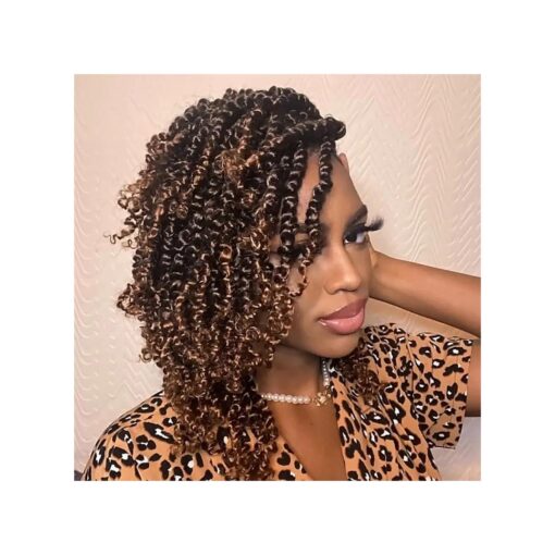 Passion Twist Crochet Hair 8 Inch 8 Packs Pre-Twisted Passion Twist Hair Crochet Hair for Black Women Pre-Looped Crochet Braids Synthetic Crochet Hair Extensions # T30