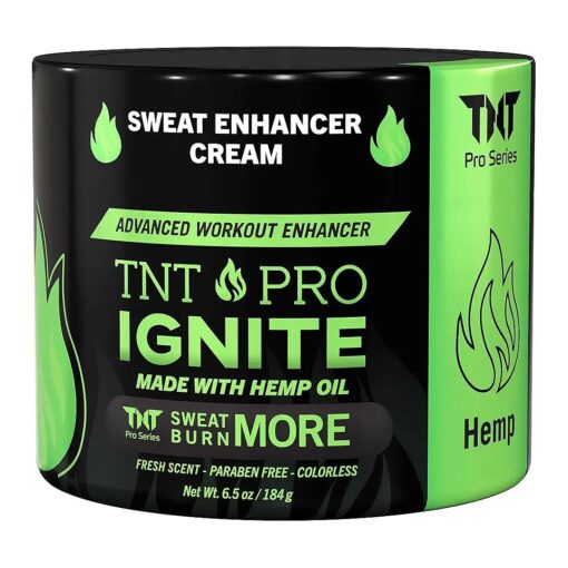 TNT Pro Ignite Pre-Workout Enhancer Hot Sweat Cream with Hemp for Tummy Belly, Thigh & Arm - Sweet Scent - Belly Firming, Exercise Thermogenic Cream for Men & Women, Heat Skin Lotion