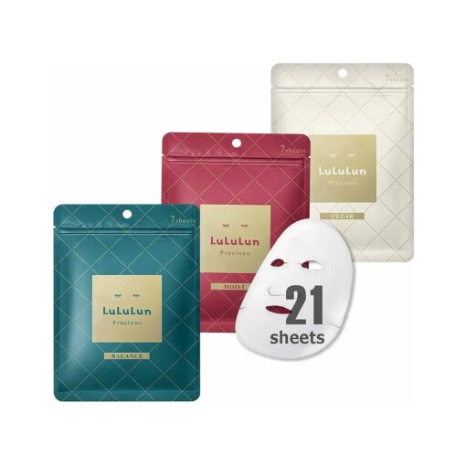 Lululun 21 sheets Precious series combo, Precious Green 7 sheets + Precious Red 7sheets + Precious White 7 sheets ...