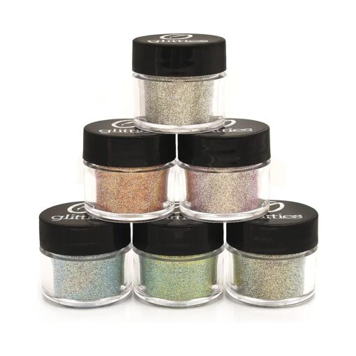 ( 6PK ) Iridescent Mixed Cosmetic Grade Glitter Kit - Ultra Fine Loose Glitter for Body Shimmer, Face, Makeup, Lips, Body Tattoos, & Nail Art - ( 10 Gram Jars )