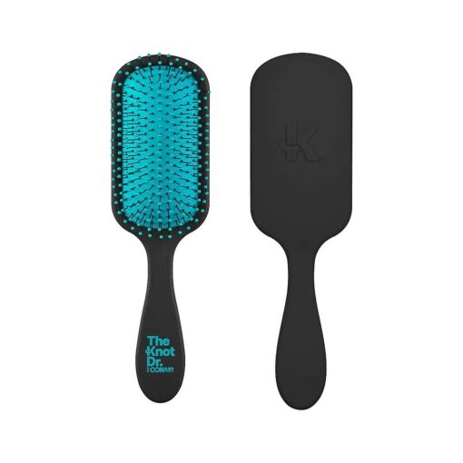 The Knot Dr. hair brush by Conair - Detangling hair brush - Travel Brush - wet brush - Removes Knots and Tangles in wet or dry hair- Black+Blue Mini