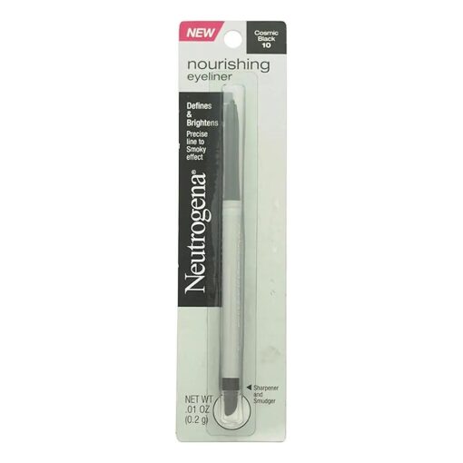 Neutrogena Nourishing Eyeliner Pencil, Built-in Sharpener for Precise Application and Smudger for Soft Smokey Look, Luminous, Nonfading and Nonsmudging Cosmic Black 10, 01 oz