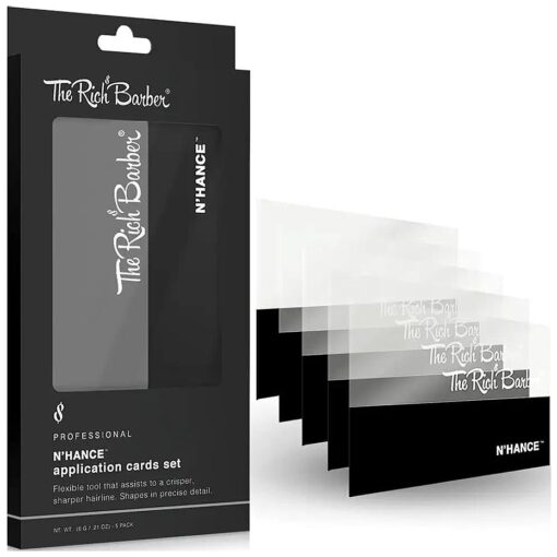 The Rich Barber N'Hance Hair Building Fiber Application Cards, 5 Pack - Hairline Line Up & Enhancement Applicator Tool - Works with All Hair Building Fibers - For Barbers & Personal Use